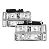 xTune Chevy Suburban 94-98 Headlights w/ Corner & Parking Lights 8pcs Chrome HD-JH-CCK88-AM-C-SET