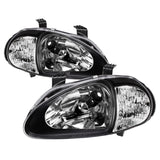 xTune Honda Del Sol 93-97 1Pc Crystal Headlights Black HD-ON-HDEL93-1P-BK